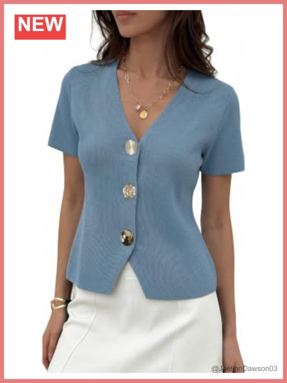 Women's Short Sleeve V Neck Button Cardigan Knit Crop Top